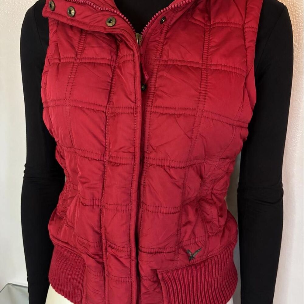 Vintage Y2K American Eagle Burgundy Puffer Vest XS ❤️